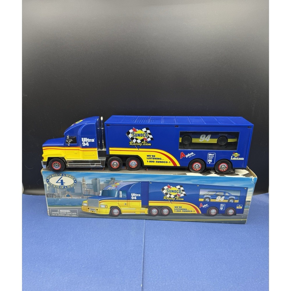Vintage Sunoco 1997 Racing Team Semi Tractor Trailer w/ Car - Tested Works W/Box